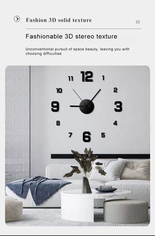 3D Wall Clock Luminous Frameless Wall Stickers-HA00205-Veeddydropshipping