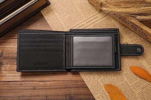Mens Black Leather Bifold Wallet-MF00724-Veeddydropshipping