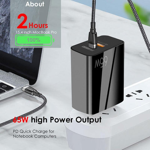65W GaN Charger USB C Charger Quick Charge3.0 PD Type C Mobile Phone Adapter-PA00382-Veeddydropshipping