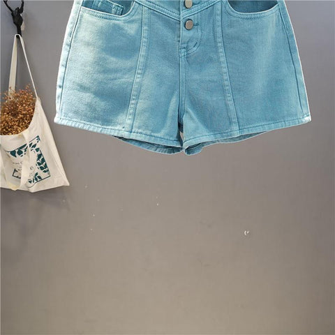 High Waist Denim Shorts Women Loose Wide Leg Jeans-WF00497-Veeddydropshipping