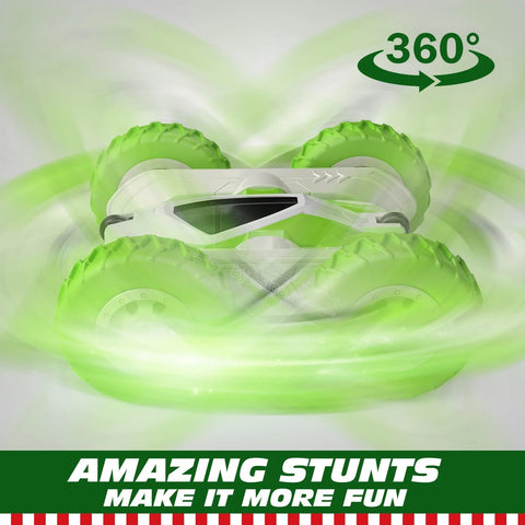Green Mini RC Cars Stunt Car Toy, 2.4GHz Remote Control Car Double-TB01431-Veeddydropshipping
