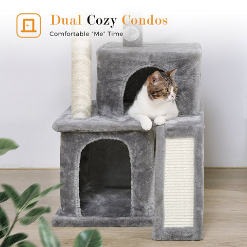 Cat Tree Luxury Cat Towers with Double Condos-HA01427-Veeddydropshipping