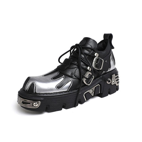 Carved Vintage Rock Shoes 2022 New Dark  Leather Shoes-BS00998-Veeddydropshipping