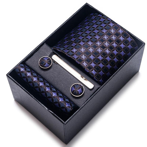 100% Silk Brand Tie Handkerchief Cufflink Set For Men-JW01312-Veeddydropshipping