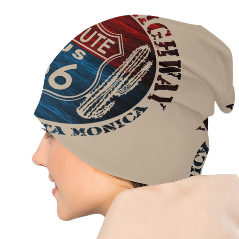 Women Knitting Hats Unisex Adult Route 66 America Road-MF00864-Veeddydropshipping