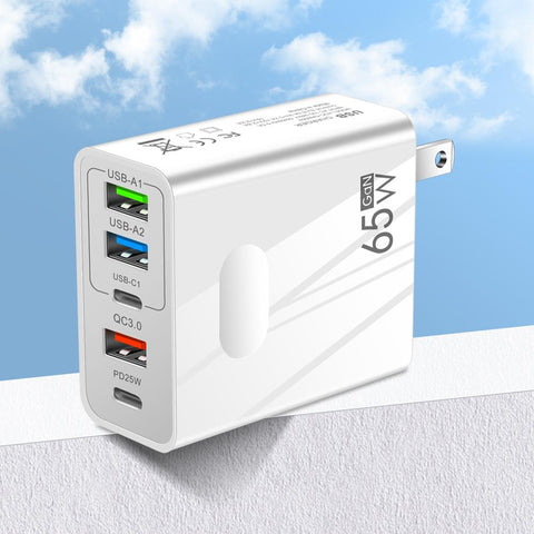 GaN 65W USB C Charger PD Type C Fast Charging 5 Ports Wall Adapter For iPhone-PA00373-Veeddydropshipping