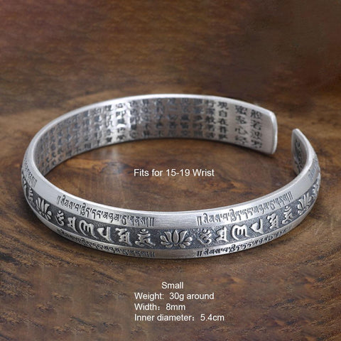 999 Pure Silver  Bangle Engraved Heart  Retro Lovers Men Bracelets-JW00127- Veeddydropshipping