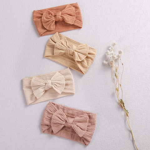 Wide Baby Nylon Newborn Headband Knotted Bow Hair Band Braid-TB00437-Veeddydropshipping