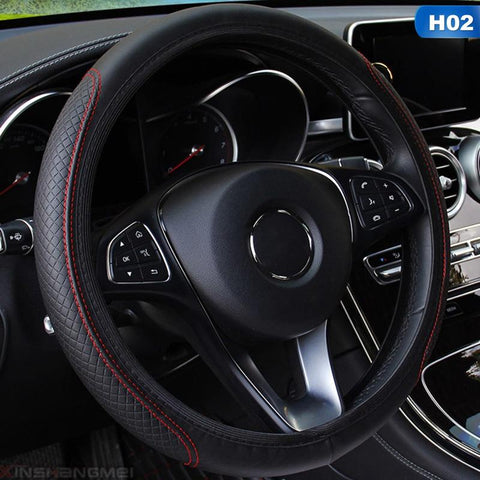 Skidproof Anti-Slip Embossing Microfiber Leather Steering Wheel Cover-AM01375-Veeddydropshipping