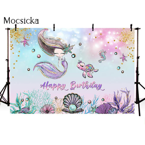 7x5ft Photography Under Sea Castle Backdrop Ocean Bubble Birthday Party Photo -CE00379-Veeddydropshipping