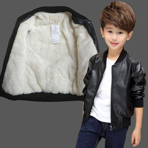 Boys Coats Autumn Winter Fashion Korean Leather Jacket-Veeddydropshipping