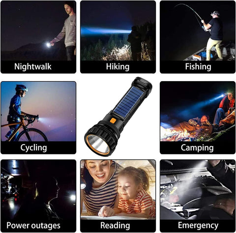 Solar Rechargeable Multi Function 1000 Lumens LED Flashlight with Emergency-TI00775-Veeddydropshipping