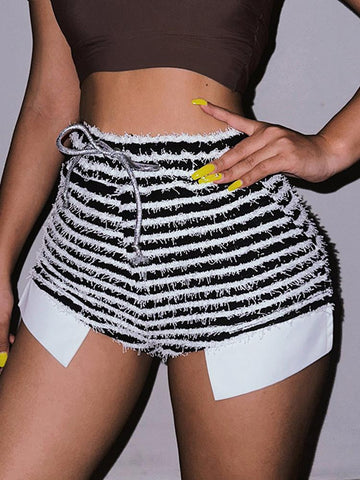 Hairy Side Split Shorts Women Mini Bottoms-WF00636-Veeddydropshipping