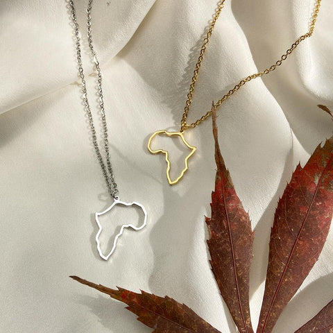 Stainless Steel Necklaces Africa Map Dainty Jewelry Girls Gifts-JW01289-Veeddydropshipping