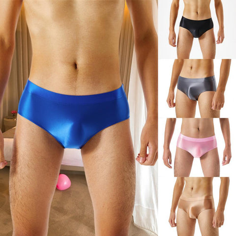 Color Smooth Stretch Seamless Glossy Underwear Sexy Underpants Briefs-MF01671-Veeddydropshipping