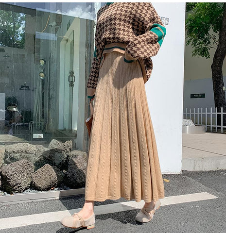 Textured Knitted Skirts Women Sweater Skirts-WF00547-Veeddydropshipping