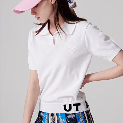 Golf Solid Color  Ice Silk Knitting Polo Shirt Casual British Style Slim Women -OS00729-Veeddydropshipping
