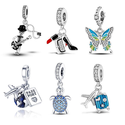 925 Silver butterfly Charms Beads Bracelet for Jewelry Making Diy -JW01534-Veeddydropshipping