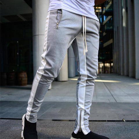 Bodybuilding Gym Long Sweatpants Contrast Colors Elastic-MF00438-Veeddydropshipping