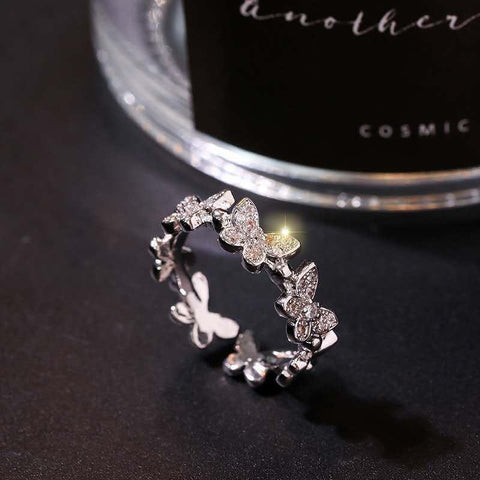 Fashion Shiny Cubic Zirconia Butterfly Rings For Women Girls  Geometric-JW01402-Veeddydropshipping