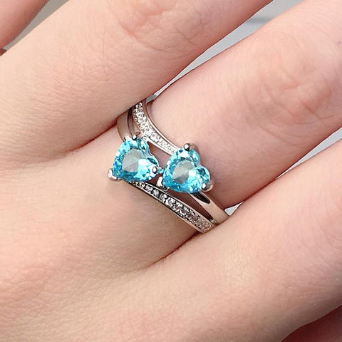 Stylish Female Rings Silver-plated Double Heart-Shaped -JW00031-Veeddydropshipping