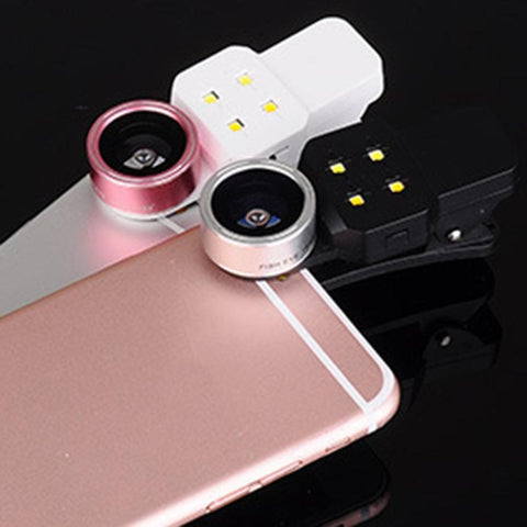 4 In 1 HD Ultra Wide Angle Mobile Lens with Selfie Ring Lamp-PA01239-Veeddydropshipping