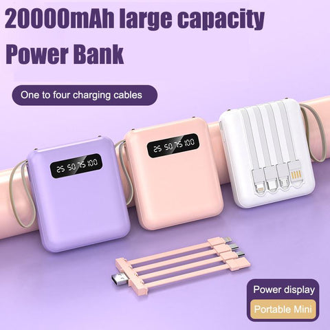 20000mAh Digital Display Power Bank Comes With 4 Wires Large Capacity PoverBank Mobile Phone-PA00455-Veeddydropshipping