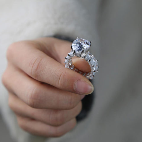 geometry Pink Zircon Water Drop Stone Rings  -JW00439-Veeddydropshipping