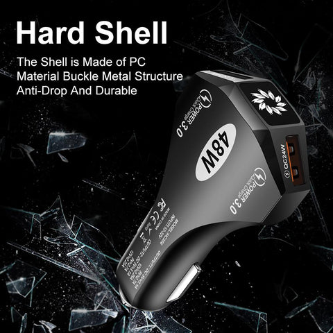 48W 2 Ports Car Charger Quick Charge 3.0 4.0 Mobile Phone Charger-PA01123-Veeddydropshipping