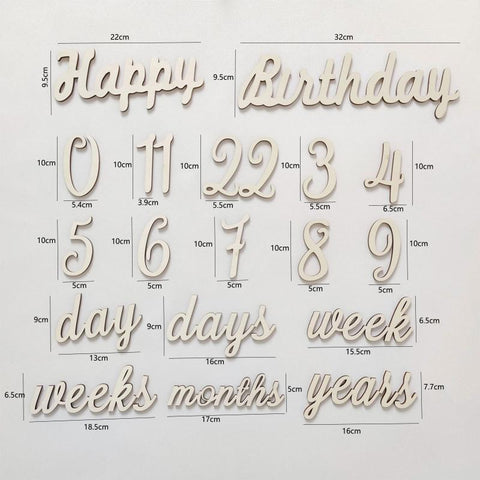 Newborn Wood Chip Card Photography Props Set Number Letters Date-TB00795-Veeddydropshipping