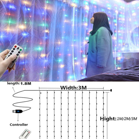 3M USB LED Curtains Festoon Led Light Garlands Christmas Lights Ramadan-TI00918-Veeddydropshipping