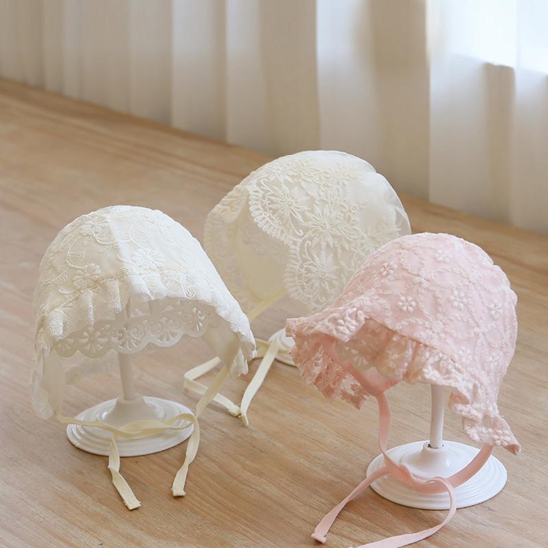Lace Embroidery Baby Girl Bonnet Hat Summer Breathable Mesh Kids-Veeddydropshipping-1