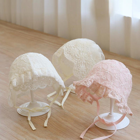Lace Embroidery Baby Girl Bonnet Hat Summer Breathable Mesh Kids-Veeddydropshipping-1