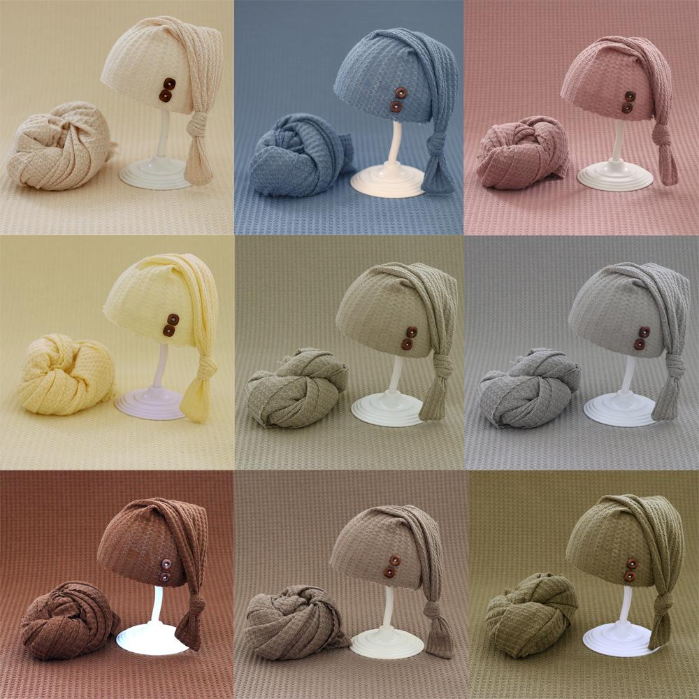 Baby Photography Props Baby Photo Hat + Wrap Rainbow Color Knitted-TB00818-Veeddydropshipping
