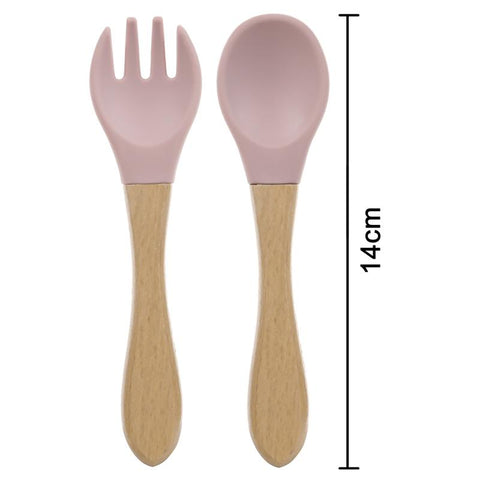 2PCS Silicone Spoon Fork For Baby Utensils Set Baby Feeding Spoon-TB00713-Veeddydropshipping