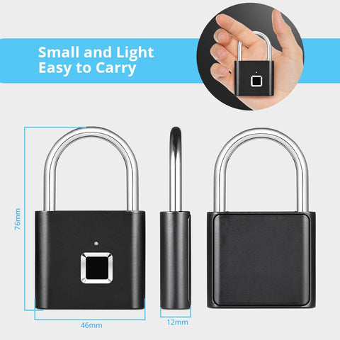 Portable Anti-theft Fingerprint Padlock Zinc-CO00589-Veeddydropshipping