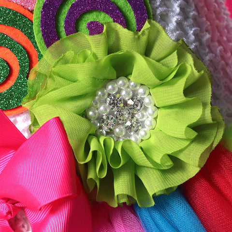 Christmas Rainbow Candy Princess Dress For Girls With Headband-TB00860-Veeddydropshipping