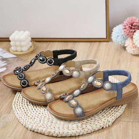 Rhinestones Slipper comfortable round head seaside resort large-BS00874-Veeddydropshipping