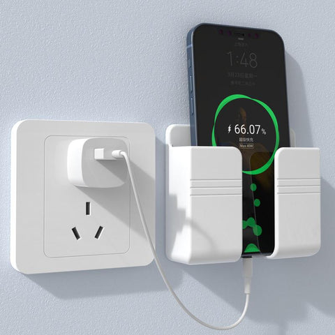 Wall Phone Holder Remote Control Mobile Phone Plug Holder Charging Stand Punch-free Paste-PA00529-Veeddydropshipping