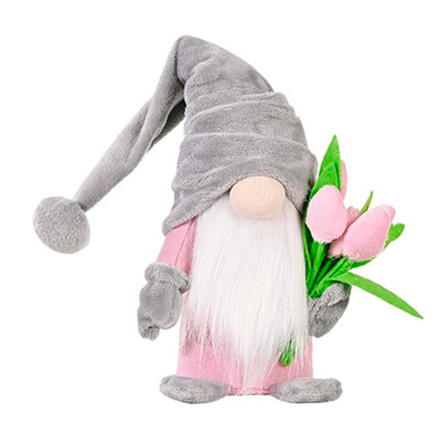 Faceless Gnome Doll Holding Tulip Bouquet-HA00761-Veeddydropshipping
