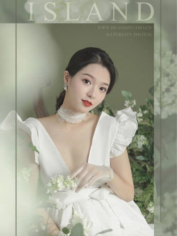 Sexy White Maternity Dresses For Baby Shower Maxi Gown Photo Prop-TB00622-Veeddydropshipping