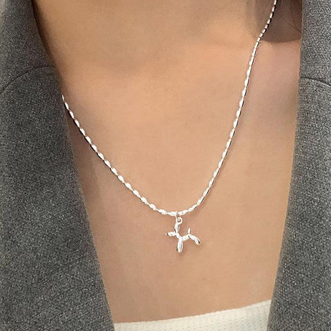 Silver Color Cute Animal Balloon Dog Necklace  Gift Jewelry-JW01195-Veeddydropshipping