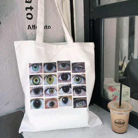 shoulder bag punk shopper bag Gothic eye print canvas bag Vintage-BS00072-Veeddydropshipping