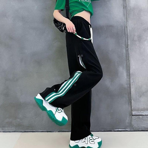 Fashion Loose Wide Leg Pants Women High Waist Elastic Streetwear-WF00462-Veeddydropshipping
