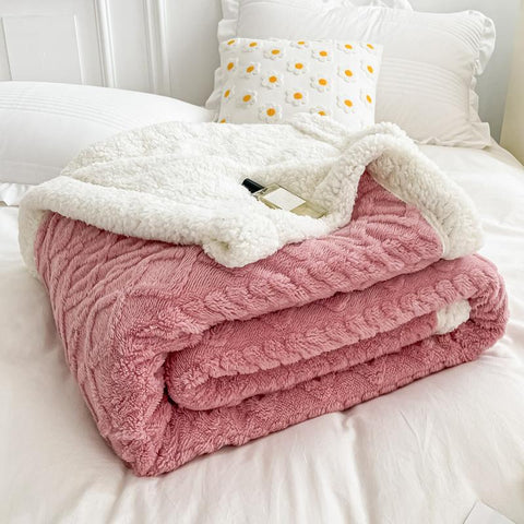 Thick Bed Blanket Double Sided Lamb Cashmere-HA00434-Veeddydropshipping
