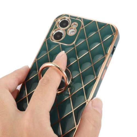Fahsion Bling Soft TPU Case Cover + Metal Ring Stand for iPhone 14 13 12 11 Pro-PA00169-Veeddydropshipping