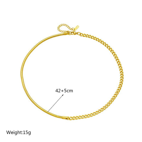 Stainless Steel Geometric Ball Beads Pearl Chain Necklace -JW00172-Veeddydropshipping