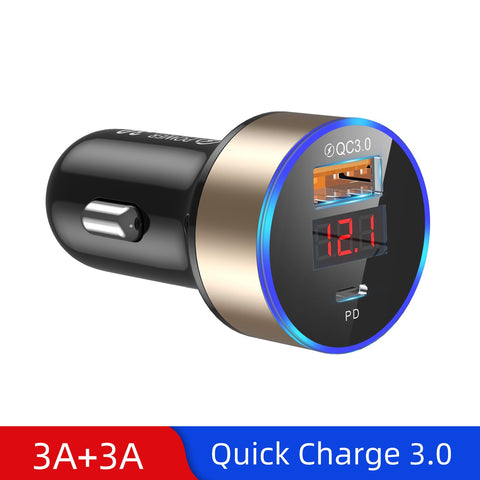 18W USB Type C Car Charger Digital Display 2 PD-PA01128-Veeddydropshipping