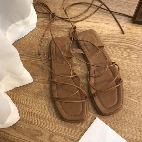 Sexy Flat Casual Cross-Tie Open Toe Fairy Style Narrow-BS00894-Veeddydropshipping