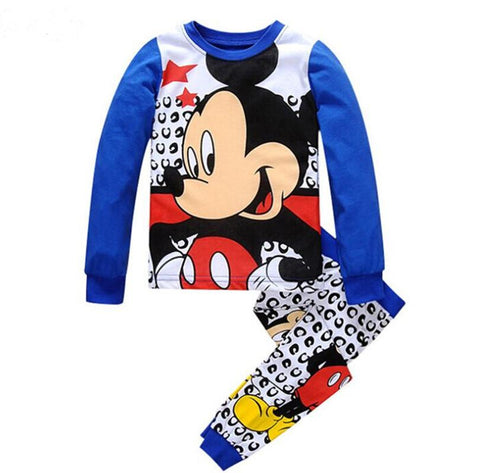 Disney Mickey Mouse Pajamas Sets Long Sleeves Boy Girls Cartoon Print-TB01063-Veeddydropshipping
